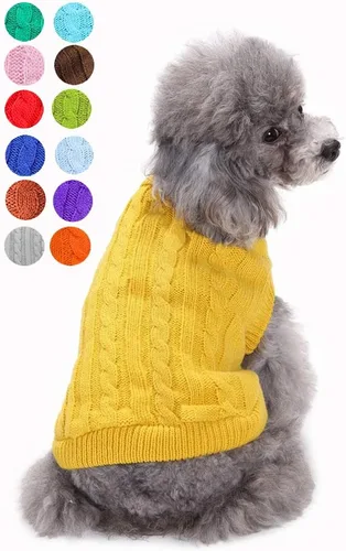 Miniatura 47 de Suéter para perro, cálido y suave, mediano (pecho 16-18 pulgadas), rosa, cuello alto clásico, lavable a máquina, invierno, unisex, sólido