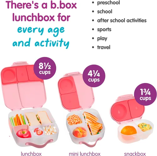 Miniatura 9 de b.box Caja de aperitivos – Mini caja Bento a prueba de fugas para niños y niños pequeños, recipientes de aperitivos de 2 compartimentos para niños
