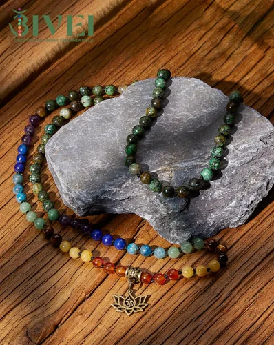 Miniatura 3 de Bivei 7 Chakra 108 Mala Beads Bracelet Real Gemstone Yoga Meditation Hand Knotted Mala Prayer Bead Necklace