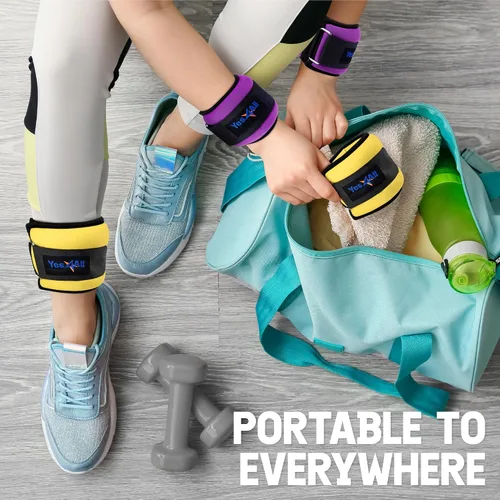 Miniatura 5 de Yes4All Par de pesas para muñeca y tobillo de 1 libra a 10 libras, correa ajustable para caminar, trotar, pilates, gimnasio, entrenamiento de F. Par