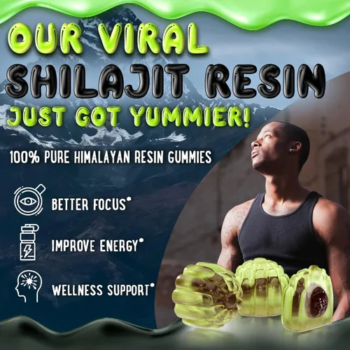 Miniatura 3 de OH MY CHEWY Gomitas puras de Shilajit del Himalaya, resina de grado dorado de alta potencia, refuerzo de energía y apoyo inmunológico para hombres