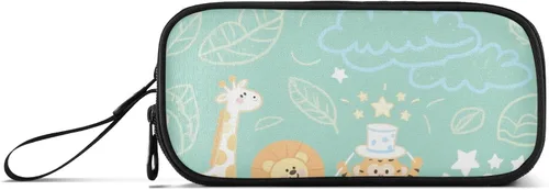 Nylon Pencil Bag With Zipper Funny Animal Giraffe Leaf Sage Green High Capacity Pen Pencil Case Stationery Organizer for Preppy School Women estuche
