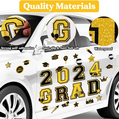 Miniatura 3 de OBUSATT Juego de 25 imanes de graduación 2025 para automóvil, decoraciones de coche de felicitaciones, desfile de graduación, decoración de fiesta