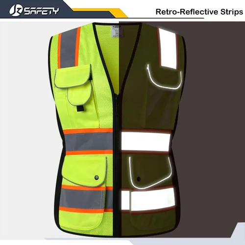 Miniatura 2 de JKSafety Chaleco de seguridad reflectante de alta visibilidad para mujer, tiras reflectantes cosidas en el cuerpo de color neón, transpirable