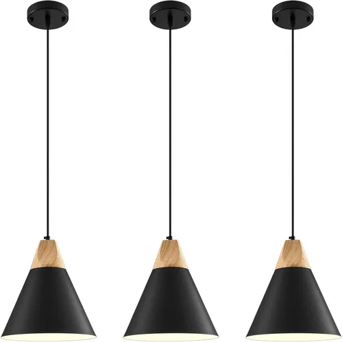 Miniatura 12 de Luz Colgante Negra Paquete de 2, 9.4 pulgadas - Luz Colgante de Estilo Rústico, Luces Colgantes Modernas, Luces Colgantes de Cocina para Oficina