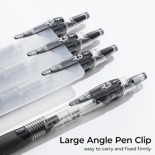Miniatura 5 de M&G Bolígrafos de gel de tinta negra, punta fina de 0.028 in, bolígrafos de tinta de gel retráctiles, escritura suave con agarre antideslizante Negro