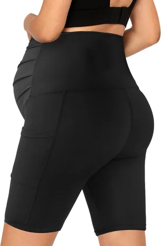 Miniatura 6 de BLONGW Pantalones cortos de maternidad para mujer sobre la barriga para verano, yoga, ciclismo, entrenamiento, correr, pantalones cortos