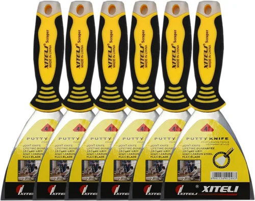 Miniatura 12 de Paquete de 6 espátulas de masilla, cuchillos de masilla de 6 pulgadas con mango ergonómico de plástico para pegar pintura, pared, azulejos