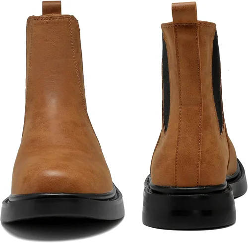 Miniatura 6 de DADAWEN Botas Chelsea de combate para mujer con elástico a la moda, puntera redonda, botines cómodos para mujer