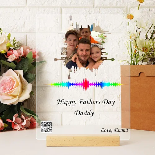 Miniatura 5 de Código QR en la imagen con mensaje de voz o música. Regalo del día del padre para papá. Regalo del primer día del padre. Regalo para papá de hija e