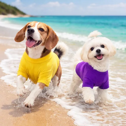 Miniatura 9 de Lovelonglong Ropa para mascotas, disfraces para perro, ropa de perro salchicha, camiseta en blanco para perros salchicha, Corgi 100% algodón, café