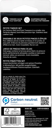 Miniatura 11 de Tweezerman Juego de pinzas pequeñas con estuche de viaje, pinzas de punta e inclinación, pinzas para viaje (caja negra)