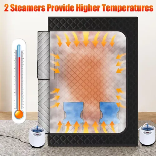 Miniatura 2 de X-Vcak Sauna para 2 personas, caja de sauna extragrande, tienda de campaña portátil para sauna de vapor con 2 vaporizadores, 2 sillas plegables, 71