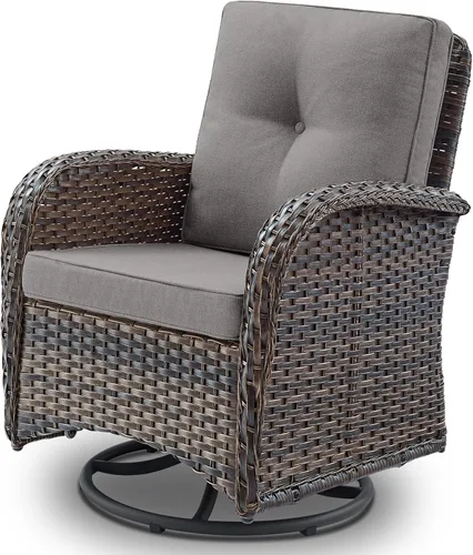 Miniatura 22 de Belord Sillas de Mimbre Giratorias Mecedoras para Patio - Juego de 2 Sillas Mecedoras Giratorias para Exteriores con Mesa Auxiliar de Ratán, Silla