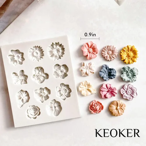 Miniatura 4 de Moldes de arcilla polimérica de flores Keoker - 1 pieza para hacer joyería, moldes de arcilla polimérica para decoración de aretes (flor mediana)