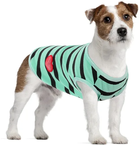 Miniatura 31 de Camiseta a rayas para perros y gatos, chaleco de algodón para primavera, verano, para mascotas, adecuada para mascotas pequeñas y medianas y Amarillo