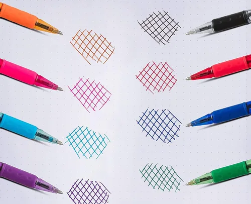 Miniatura 3 de Pentel Rsvp - Bolígrafos de punta media, 0.039 in, 8 colores surtidos con agarre de goma sin látex para una escritura cómoda, paquete de 16