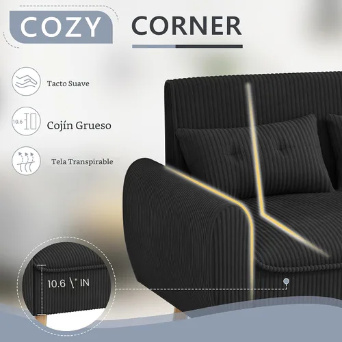 Miniatura 3 de Shintenchi Sofá Loveseat Pequeño y Moderno, Sofá de 2 Asientos Tapizado en Tela de Mediados de Siglo, Muebles Love Seats para Espacios Pequeños