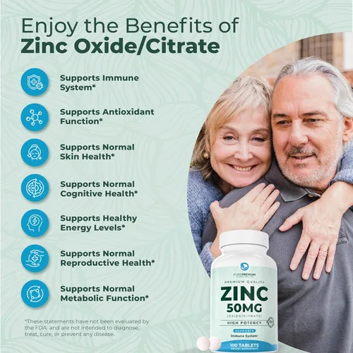 Miniatura 2 de PurePremium Zinc 50mg – Suplementos de zinc de apoyo inmunológico para hombres y mujeres – Vitamina citrato de zinc / óxido para adultos
