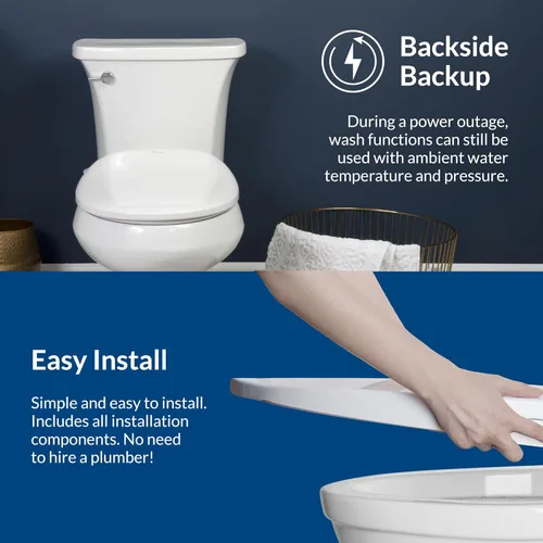 Miniatura 9 de Bio Bidet BB500 Asiento de Bidé Eléctrico Calentado con Lavado de Agua Caliente, Luz Nocturna, Diseño de Bajo Perfil, Alargado