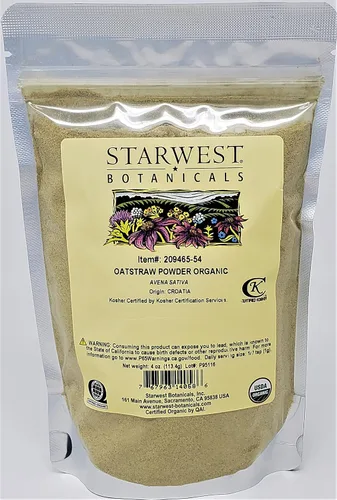 Starwest Botanicals Paja de avena orgánica en polvo, 4 onzas