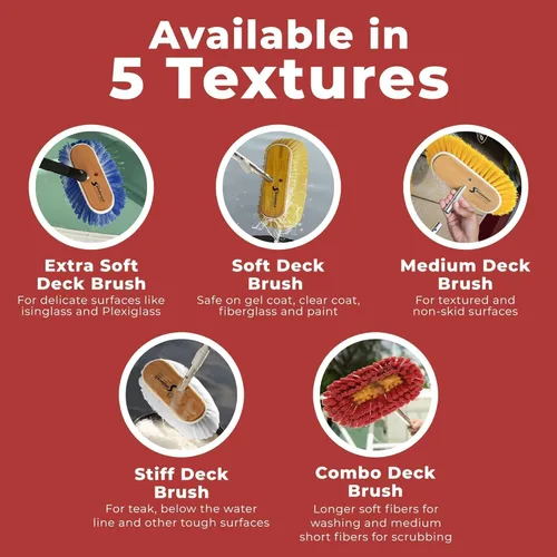 Miniatura 10 de Shurhold Classic 10” Stiff Bristle Deck Brush – Boat Cleaning Brush with Wood Block, Rubber Bumper & Polypropylene Bristles