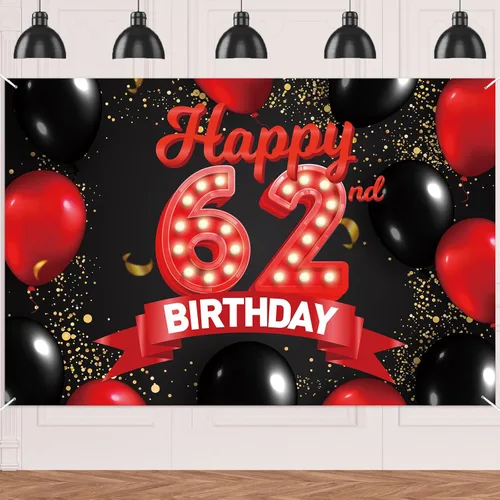 Miniatura 66 de Cartel de feliz cumpleaños 15 color rojo y negro, decoración temática de globos para niñas y mujeres, princesas de 15 años, fiesta de cumpleaños