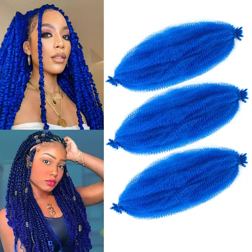 Miniatura 22 de Cabello afro trenzado elástico de 24 pulgadas 3 paquetes Cabello afro trenzado elástico Cabello afro para trenzado en crochet (24 pulgadas