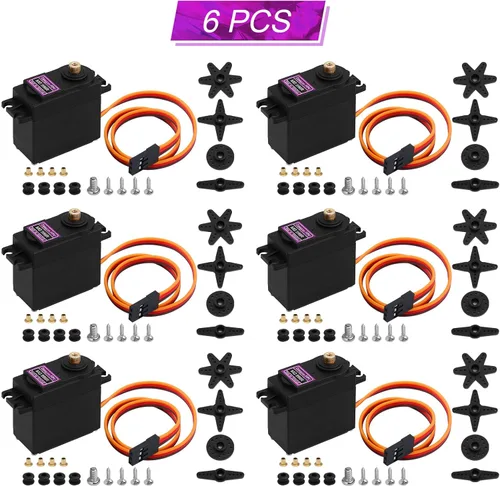 Miniatura 7 de Paquete de 6 motores servo digitales de par de engranajes metálicos MG996R 55g para helicóptero RC, auto, barco, robot de Futaba JR