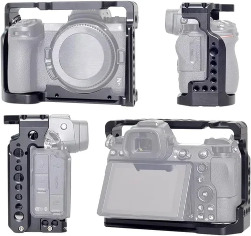 Miniatura 2 de Jaula Z5 Z6 Z7, jaula de cámara Hersmay con mango superior para Nikon Z5/Z6/Z7/Z6II/Z7II sin espejo con zapata fría, mango ARRI agujeros