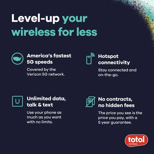 Miniatura 4 de total wireless Samsung A15 5G Teléfono inteligente prepago bloqueado, 64 GB, negro - Incluye llamadas ilimitadas de $40, texto y datos plan de 30