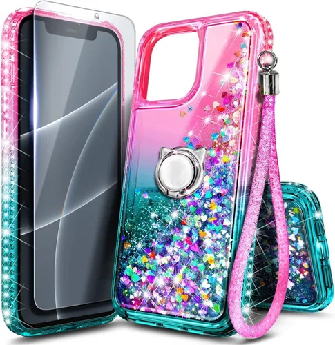 Miniatura 27 de NGB Diseñada para Funda de Teléfono iPhone 11, Morado/Azul Funda Bonita con Purpurina Líquida Brillante para Mujeres Niñas Niños con Protector