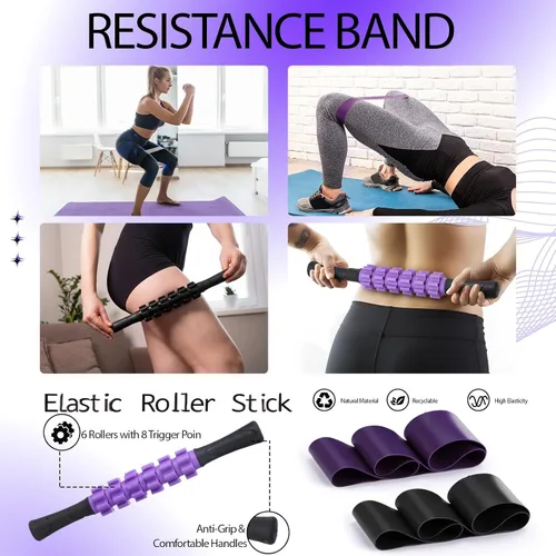 Miniatura 7 de Soulchen Juego de 12 rodillos de espuma – Kit de recuperación muscular profunda 6 en 1, incluye rodillo de espalda, bola de masaje, palo muscular