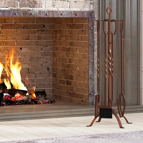 Miniatura 4 de Fire Beauty Juego de 5 herramientas para chimenea, accesorios de chimenea, soporte de herramientas con asas, herramientas para decoración