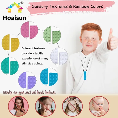 Miniatura 3 de Collares masticables para niños sensoriales, paquete sensorial de collar masticable para niños y niñas con masticación, dentición, mordedura, TDAH