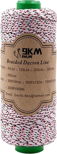 9KM DWLIFE Cuerda trenzada de cometa Dacron de 200 libras, 1000 pies, poliéster yoyo, cuerda resistente para exteriores Rojo