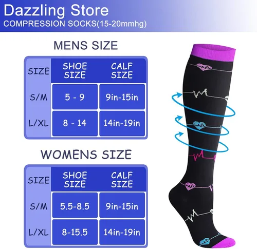Miniatura 6 de WITHYOU Los calcetines de compresión de 15-20 mmHg son los mejores atléticos para hombres y mujeres, correr, vuelo, viajes, enfermeras embarazadas