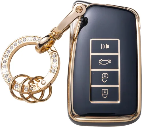 Gematay Funda para llavero Lexus con llavero, soporte para llave para Lexus RX ES GS LS NX RS GX LX RC LC Control remoto inteligente, negro