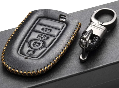 Miniatura 4 de Vitodeco Funda protectora de cuero para llavero inteligente compatible con Ford (modelos 2018 - 2026), 4 botones, color negro Negro/Rojo