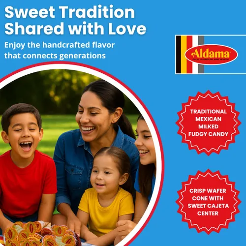 Miniatura 2 de ALDAMA Conos de caramelo de leche de oblea, conchas de obleas crujientes rellenas de rico relleno de leche mexicana Cajeta (12 piezas)