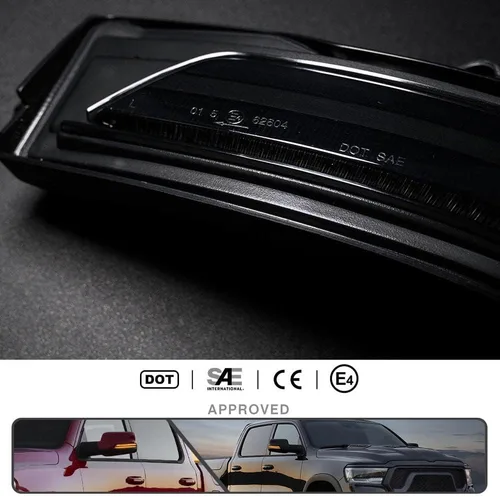Miniatura 4 de 2 piezas de luces LED intermitentes secuenciales ámbar para espejo lateral para Dodge Ram 1500 2019-2024, indicador de intermitente, luz de señal