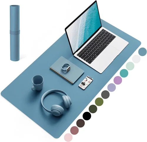 Miniatura 61 de YSAGi Almohadilla de escritorio de piel antideslizante, tapete impermeable para teclado de computadora portátil, protector de mesa y alfombrilla