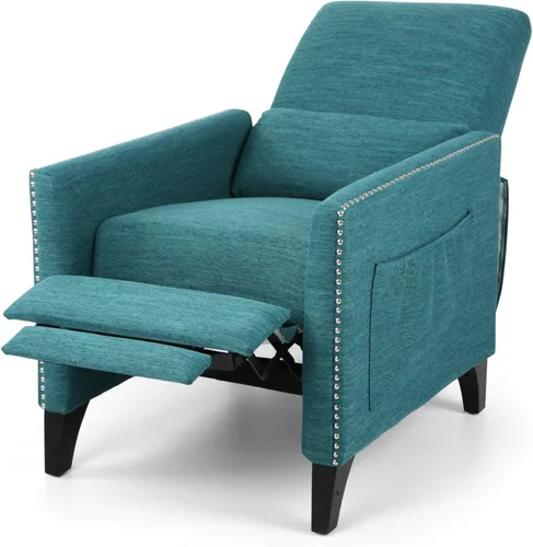 Miniatura 6 de Christopher Knight Home Alexis - Silla reclinable de tela contemporánea, color verde azulado, marrón oscuro