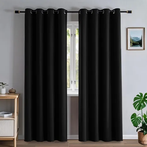 Miniatura 18 de Cortinas opacas para sala de estar, cortinas 100% opacas de 90 pulgadas de largo, juego de 2 paneles de 2 paneles, con aislamiento térmico, pestaña