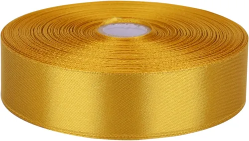 Miniatura 4 de Cinta de satén dorada de 1 pulgada de 50 yardas para envolver regalos, bodas, manualidades, Navidad, Pascua, flores, cabello, decoraciones de Dorado