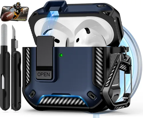 Miniatura 20 de Funda para AirPods Pro de 2 generación con soporte para teléfono, diseño de interruptor automático de protección completa contra caídas con kit