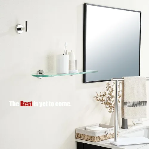 Miniatura 4 de JQK Estante de cristal para baño cromado, almacenamiento de ducha de vidrio templado de 20 x 5 pulgadas, montaje de pared cromado pulido de acero
