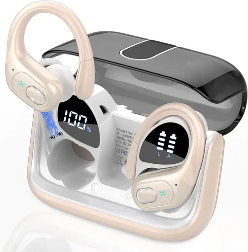 Miniatura 13 de Auriculares inalámbricos Bluetooth 5.4 de 75 horas para deporte, auriculares Bluetooth 2025 estéreo con graves profundos sobre la oreja con ganchos