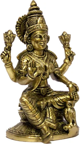 Miniatura 5 de eSplanade Escultura de estatua de ídolo de Murti de Laxmi Lakshmi de latón Ídolos Pooja - Decoración para el hogar Dorado - 6.75 pulgadas