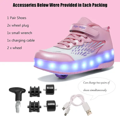 Miniatura 9 de Tenis con ruedas para niños y niñas, tenis deportivos recargables con luz LED para principiantes, el mejor regalo